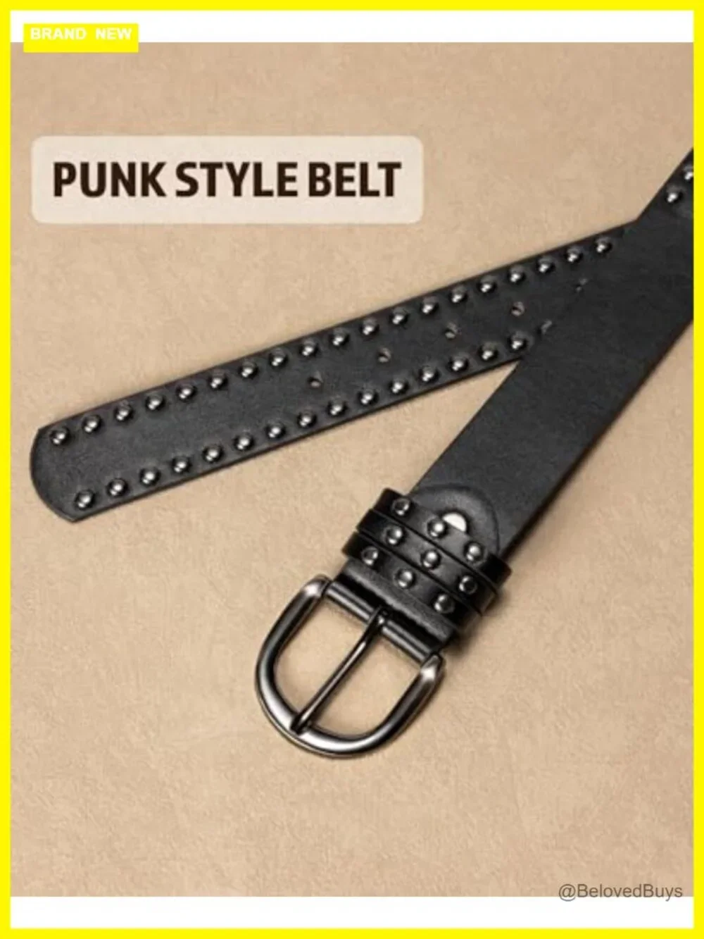 Womens Faux Leather Studded Belt Punk Rivet Buckle Adjustable Jean Dress Belt